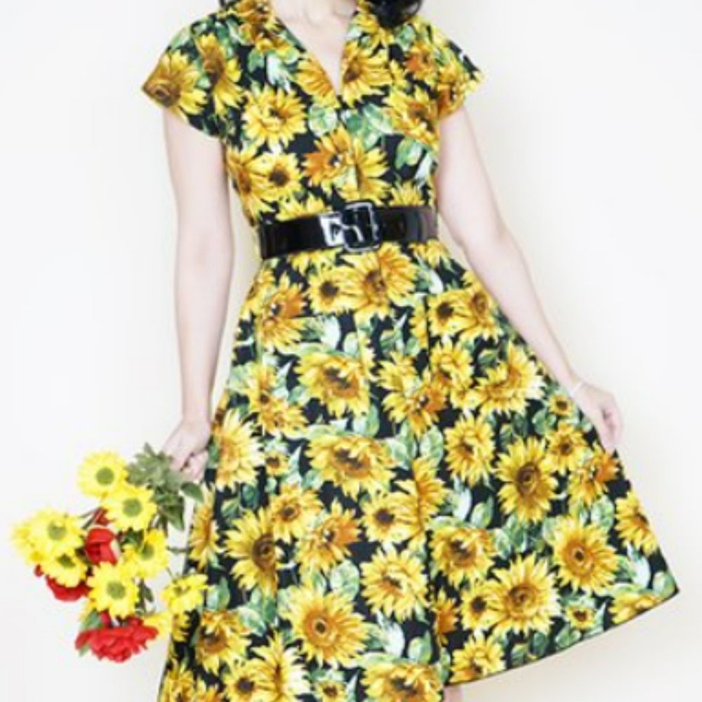 Bernie Dexter Rachel Sunflower Dress - Size Large - Cotton
